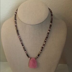 Pink Beaded Pendant Necklace - Brand Unspecified